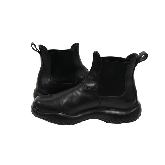 Prada Men Vintage Chelsea Boot US7.5 UK6.5 Black Leather Square Toe Mid Top AW99 - Picture 9 of 10